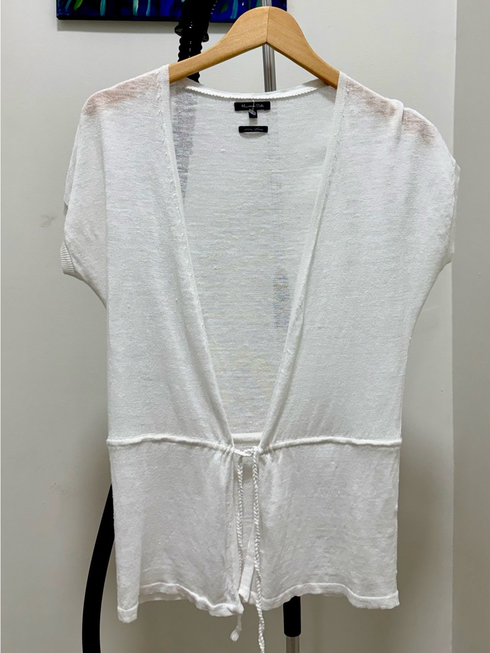 New Massimo Dutti White Linen Cardigan
